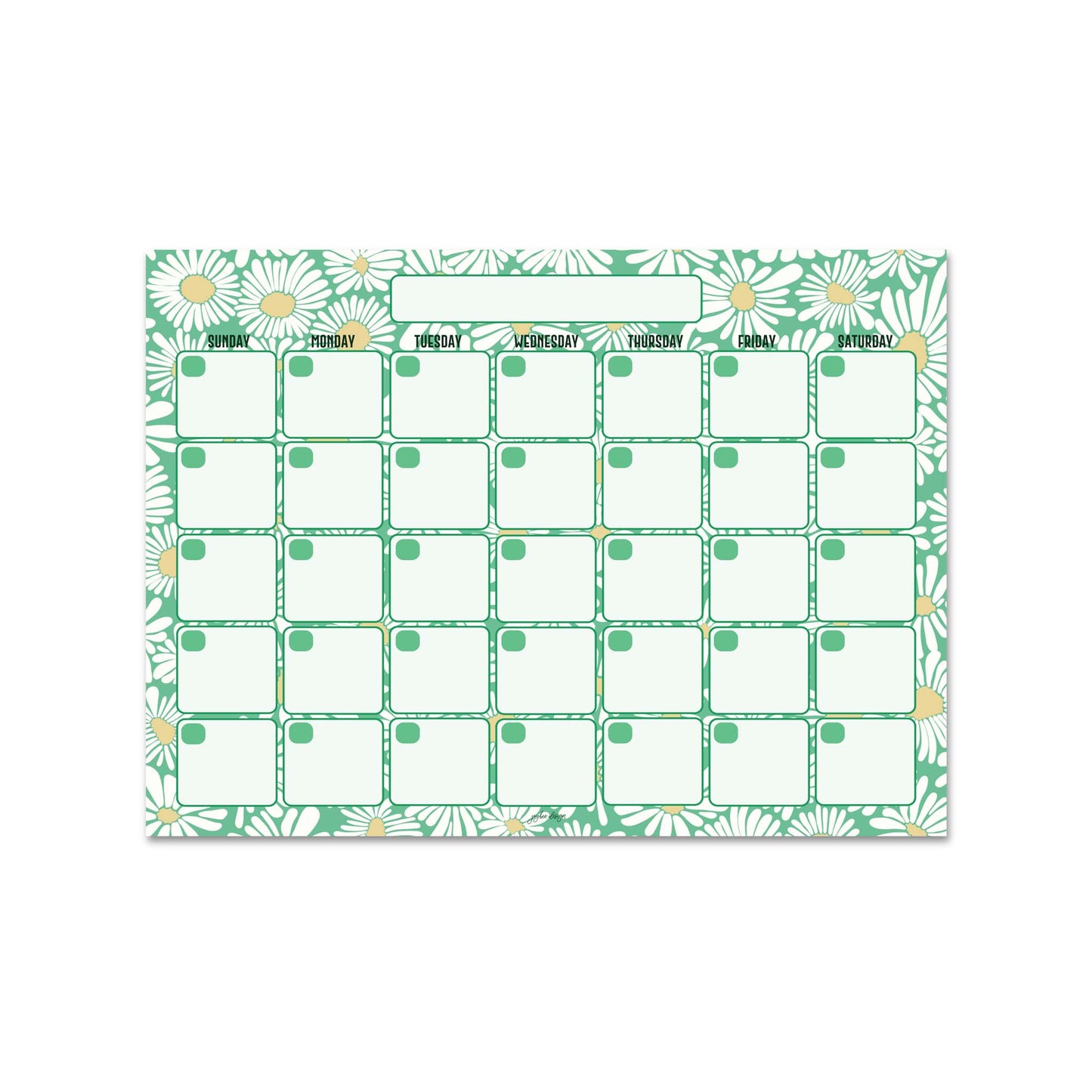 Green Daisy Monthly Planner - 15 Pages